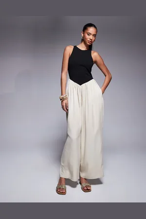 ASOS Hybrid wide leg jersey and cupro jumpsuit-Multi