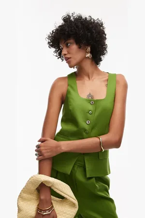 Topshop Premium wedding guest occasion scoop neck longline waistcoat in (part of a set)