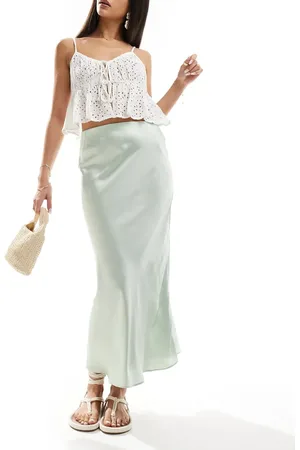 New Look Satin bias midi skirt in