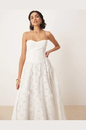 Bardot Estie broderie maxi dress in orchid white