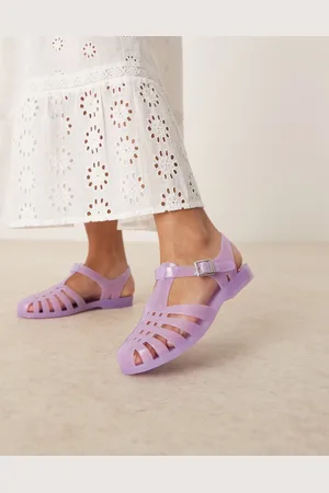 ASOS Medley jelly fisherman flats in lilac-Purple