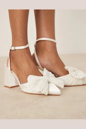 Be Mine Sierra heeled pumps with bow detail in satin ivory-White