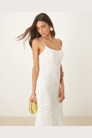 Bardot Adoni crochet midi dress in orchid white