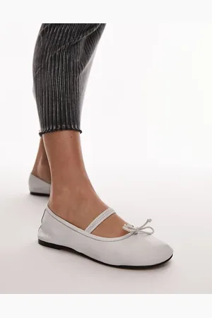 Topshop Brooke leather unlined ballerina shoes in