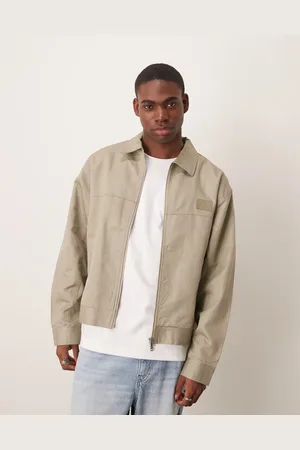 Calvin Klein Canvas twill workwear jacket in beige-Neutral