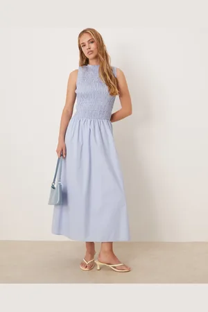 Kiss The Sky Shirred drop waist midi dress in