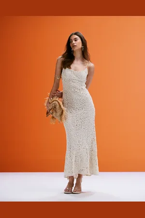 Bardot Crochet maxi dress in beige-Neutral