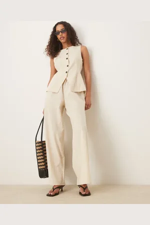 ASOS Button down waistcoat jumpsuit in -Neutral