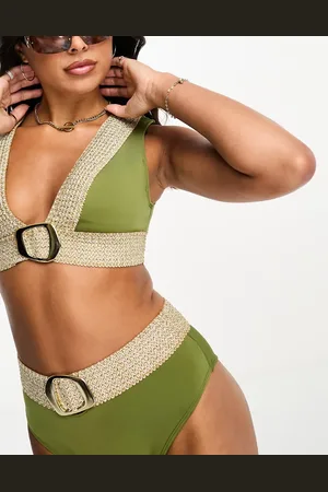 River Island Plunge elastic bikini top in -Green