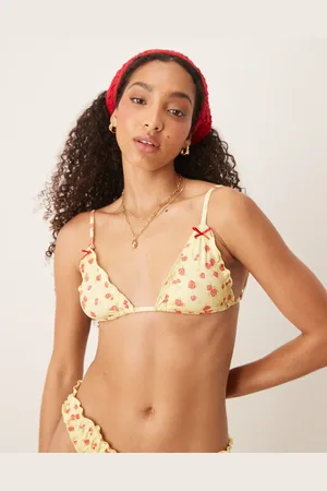 ASOS Cherry Rose scrunch triangle bikini top in