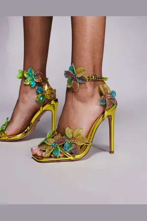AZALEA WANG Neriya high heeled sandals with embellished flowers in