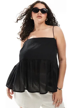 ASOS ASOS DESIGN Curve cami with volume peplum and tie straps in