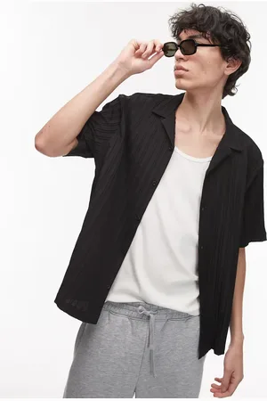 Topman Short sleeve textured plisse shirt in