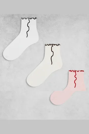 Cotton On Cotton On 3 pack fashion frill ribbed crew socks-Multi