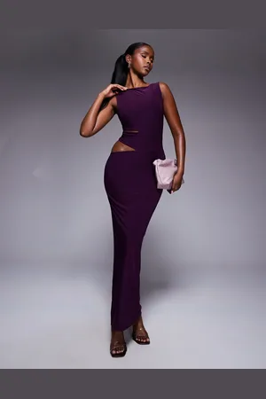 Missyempire Missy Empire double sculpted slinky side cut out maxi dress in