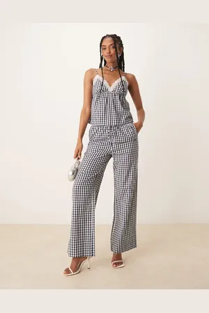 Nialaya Khonny gingham wide leg pants in