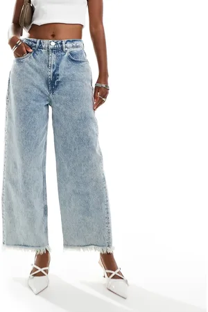 AllSaints Blake cropped straight jeans in light indigo-Blue