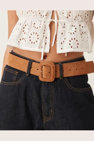 ASOS Suede waist and hip jeans belt with covered buckle in -Brown