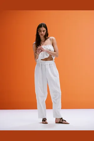 ASOS Overlay barrel leg jumpsuit with lace details in -White