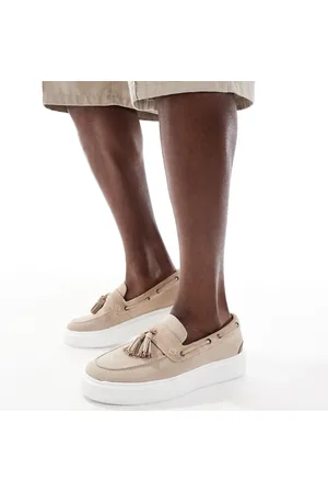 ASOS Cupsole loafers in suede with tassel-Neutral