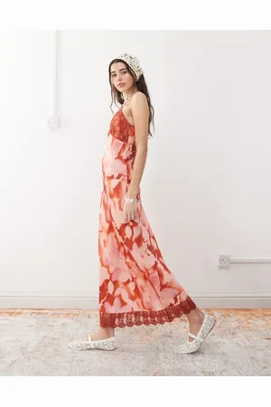 Reclaimed Maxi cami slip dress in floral print-Multi