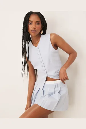 Nialaya Johanna button through waistcoat top in -Blue