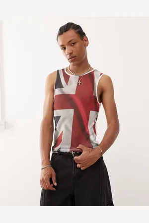 COLLUSION Mesh singlet with union jack print