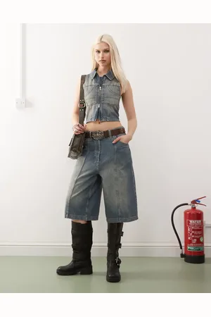 COLLUSION Iconic denim jorts in (part of a set)-Blue