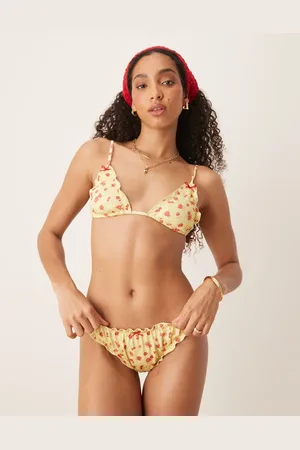 ASOS Cherry Rose scrunch cheeky bikini bottom in