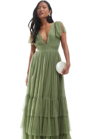 Lace & Beads Bridesmaid Madison maxi dress in -Green