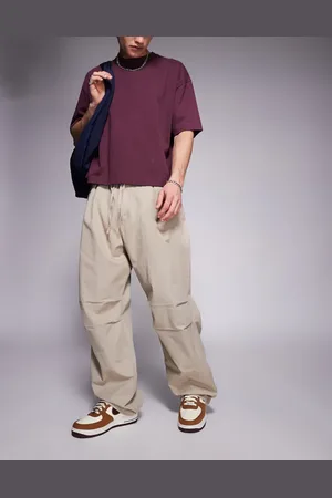Bershka Parachute baggy pants in beige
