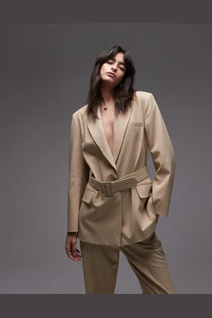 ASOS Belted oversized blazer in light -Neutral