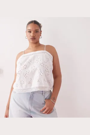 COLLUSION Curve open back crochet patchwork beach cami top in