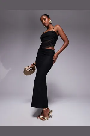 Missyempire Missy Empire slinky mesh overlay maxi skirt co-ord in