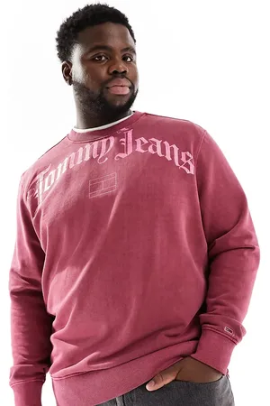 Tommy Hilfiger Big & Tall relaxed grunge arch logo crew neck sweatshirt in red
