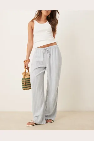 Abercrombie & Fitch Wide leg linen blend pull on tie pants in