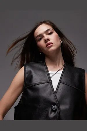 Topshop Faux leather waistcoat in