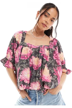 ASOS Square neck puff blouse in -Multi