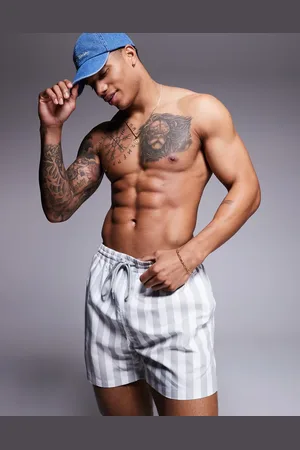 South Beach Contrast stripe swim shorts in light grey