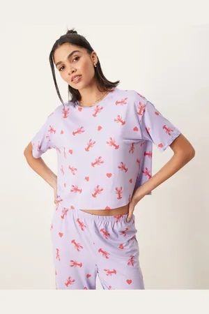 Urban Threads Oversized cropped tee with lobster heart print (part of a set)