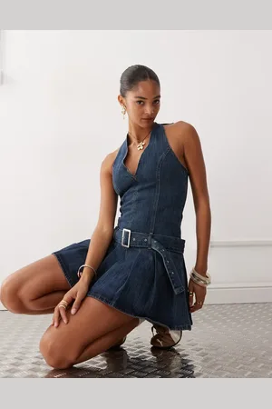 COLLUSION Denim stripe mini dress in