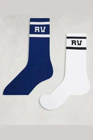 Reclaimed Unisex 2 pack sports socks with stripe in -Multi