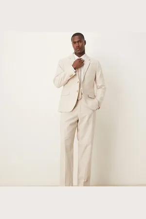 Abercrombie & Fitch Classic linen suit pants co-ord in cream-Neutral