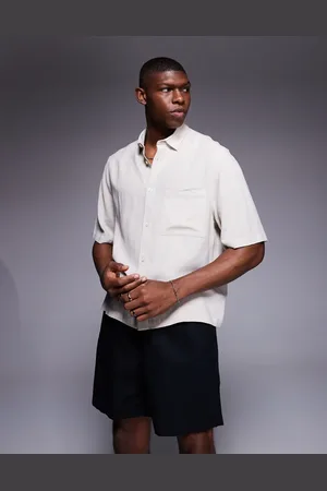 ASOS Boxy linen blend shirt in -Neutral