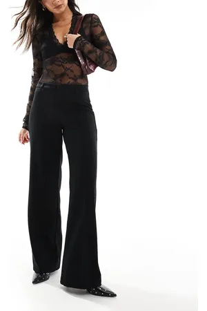 Bershka High waisted wide leg tailored pants in