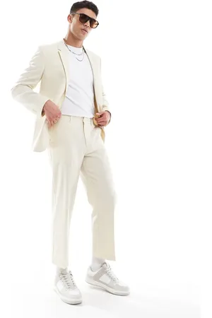 ASOS Straight cropped length suit pants in -Neutral