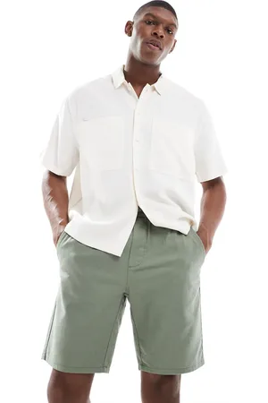 Only & Sons Linen mix tie waist shorts dark sage-Green