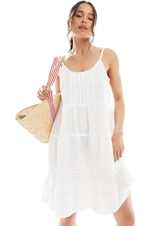 VERO MODA Ruffle cami mini dress in white