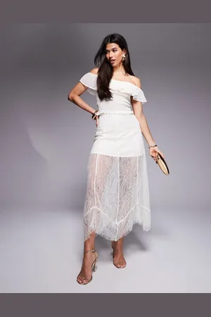 ASOS Lace maxi skirt with mini lining in -White