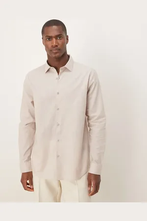 ASOS Formal linen blend regular shirt in -Neutral